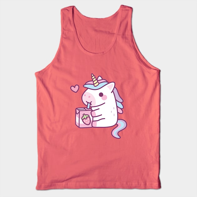 Cute Little Unicorn Loves Strawberry Milk Tank Top by rustydoodle